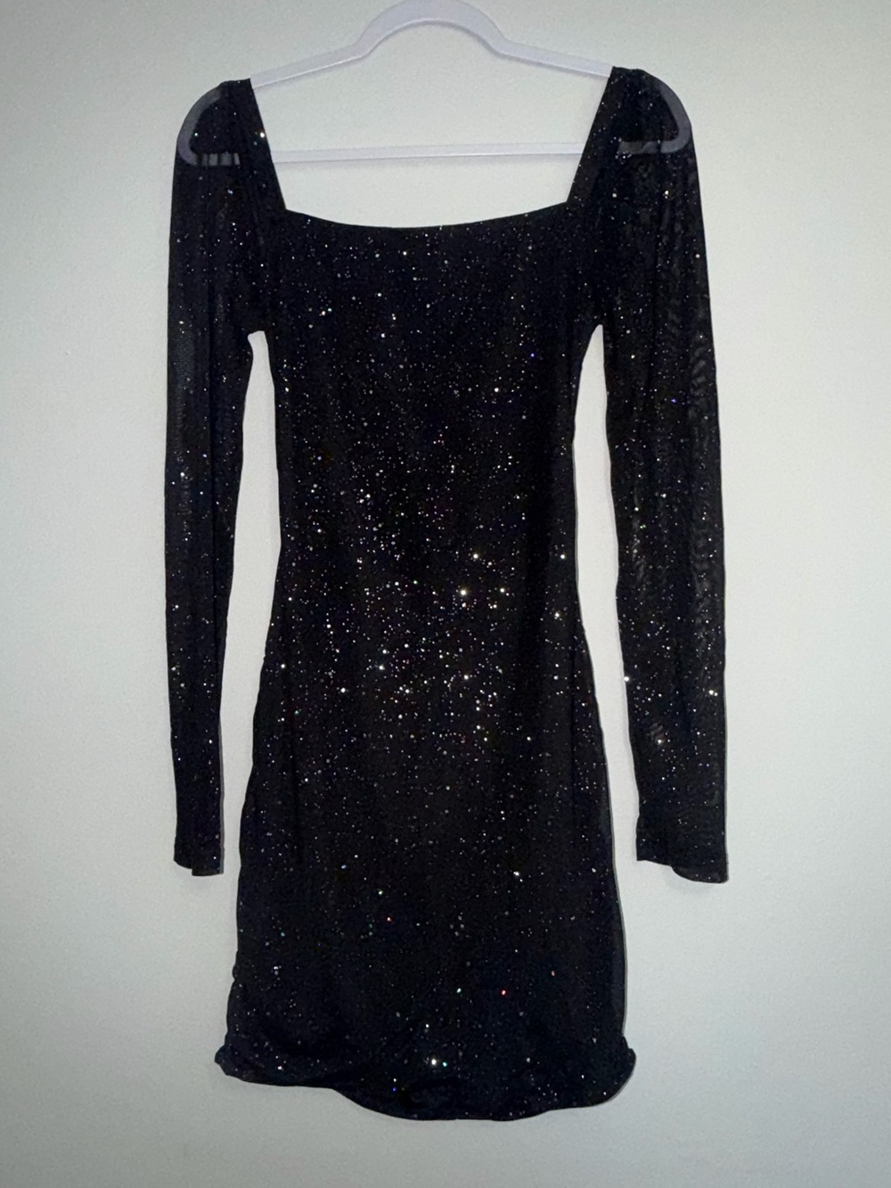Black Sparkle Long-Sleeve Mini Dress